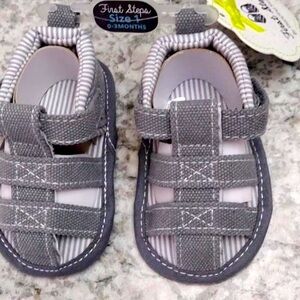 STEPPING STONES SOFT BOTTOM
VELCRO STRAP SHOES FOR BABY BOYS
GRAY SIZE:2(3-6M)